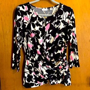 3/4 sleeve cross body blouse